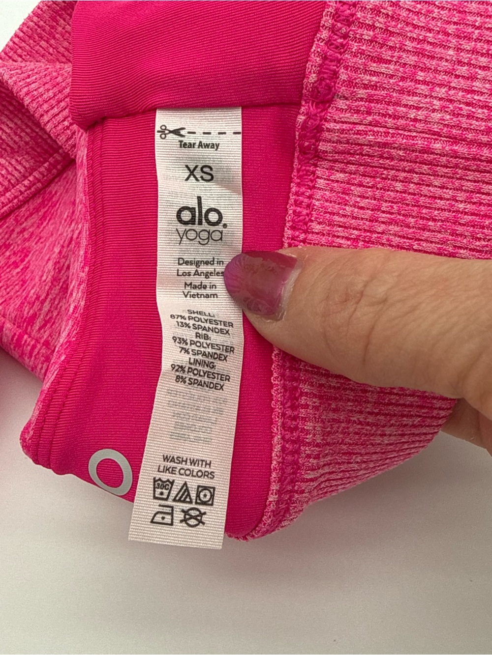 ALO Yoga Pink Heather High-Neck Sports Bra & High-Waist Shorts Set - Picture 8 of 9